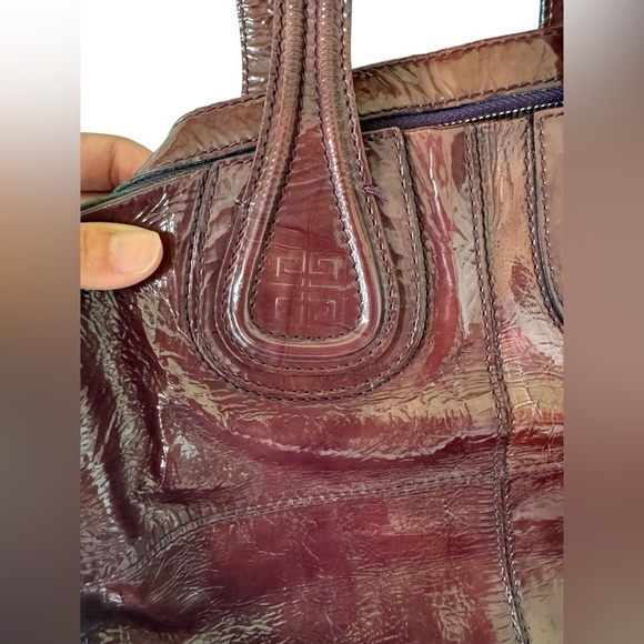 VTG Givenchy Nightingale patent leather Hand/shoulder Bag Burgundy AUTH CERTI - Picture 6 of 15